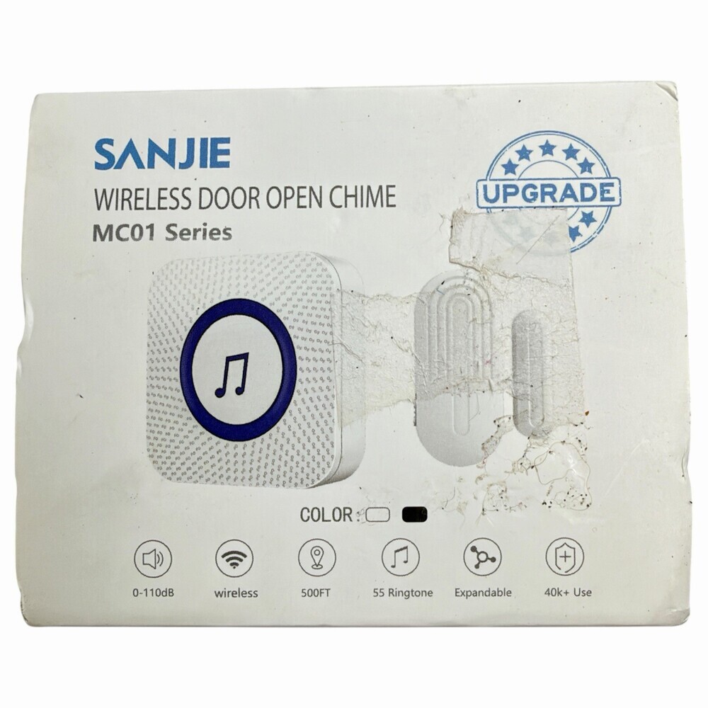 Wireless Door Open Chime Sensor Kit White SanJie MC01 NOB